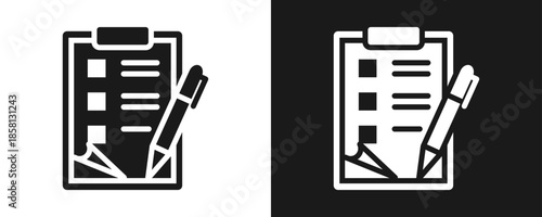 Assignment Icon Set Glyph In White And Black Background