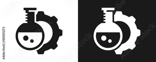 Lab Management Icon Set Glyph In White And Black Background