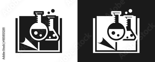 Science Education Icon Set Glyph In White And Black Background