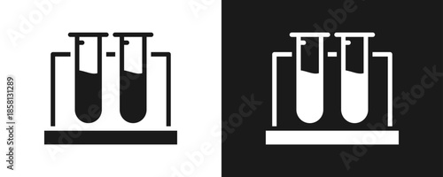 Test Tube Icon Set Glyph In White And Black Background
