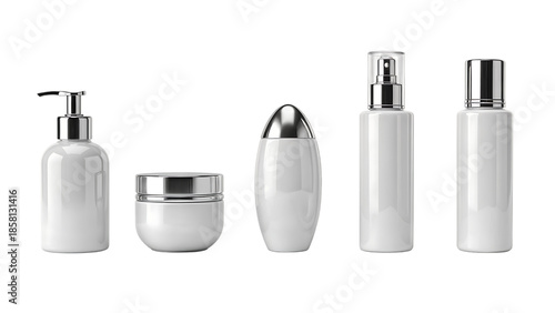 Realistic White Skincare Product Packaging Mockup Set