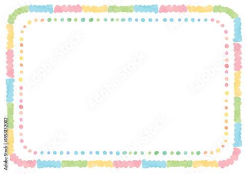 カラフルな水彩風のかわいい飾りフレーム