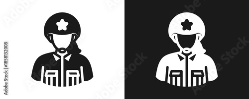 Soldier Icon Set Glyph In White And Black Background