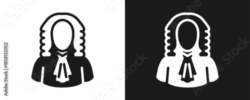 Judge Icon Set Glyph In White And Black Background