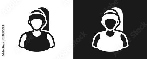 Gym Instructor Icon Set Glyph In White And Black Background