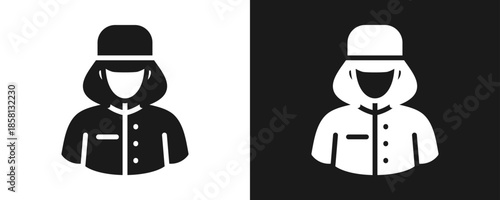Bell Boy Icon Set Glyph In White And Black Background