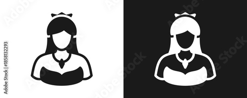 Queen Icon Set Glyph In White And Black Background