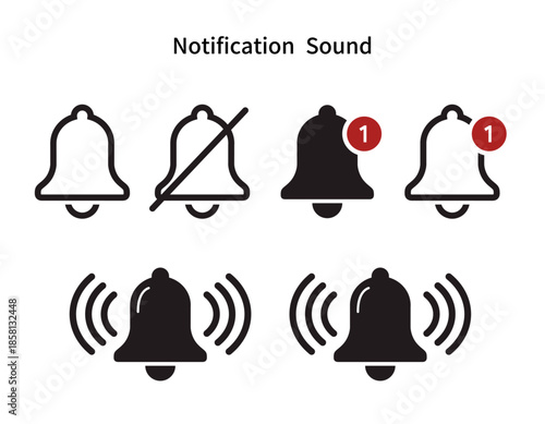 モノトーンのベルの通知アイコンセット