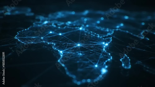 Global network connections over African map.