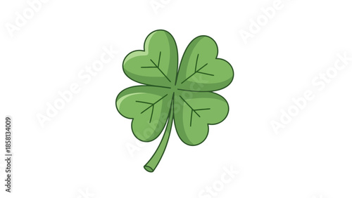 A simple, stylized illustration of a green four-leaf clover on a white background, symbolizing good luck.