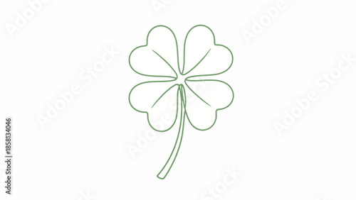 A simple, elegant line drawing of a four-leaf clover, symbolizing good luck and nature.