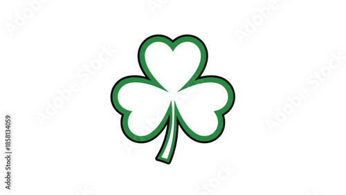 A simple green shamrock with a white background, symbolizing luck and Ireland.