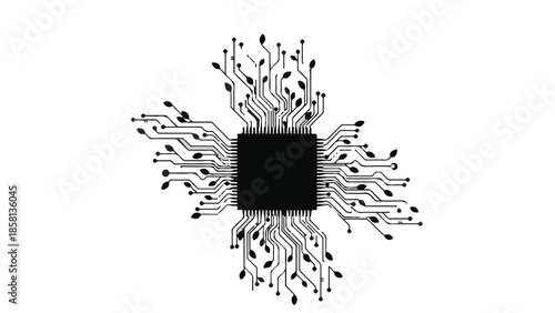 Abstract digital circuit board representing artificial intelligence and data processing