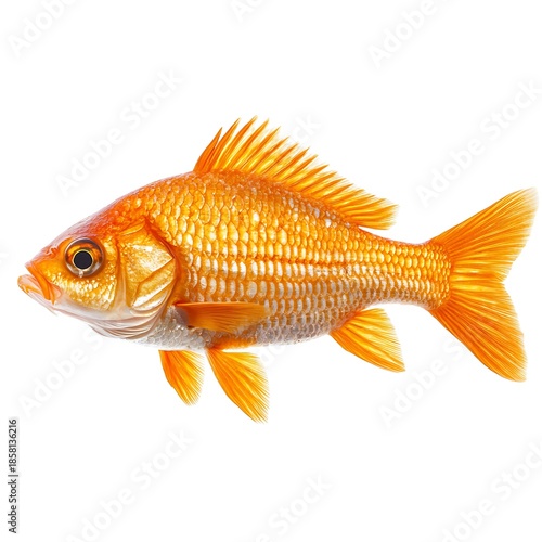 Vibrant Goldfish Swimming on White Background