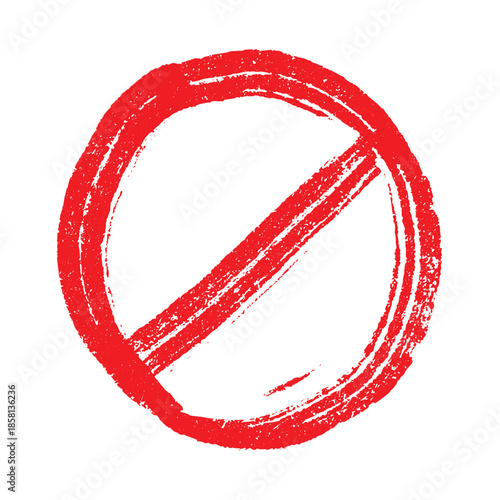 Hand drawn prohibition sign No entry symbol Red circle with cross line clipart in doodle style Ban Restriction Forbidden stop Single element for print, web, design