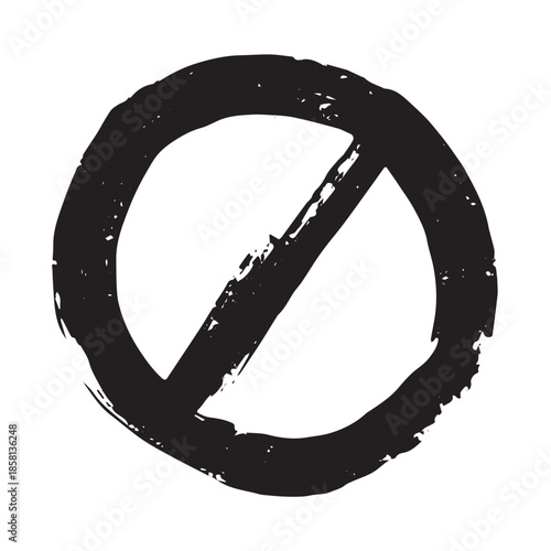 Hand drawn prohibition sign No entry symbol Black circle with cross line clipart in doodle style Ban Restriction Forbidden stop Single element for print, web, design