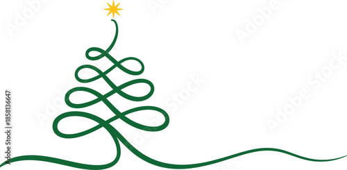 Green Christmas Tree with Yellow Star Topper