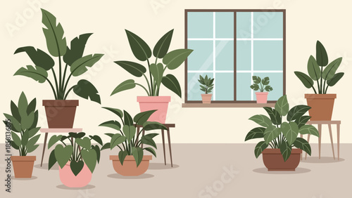 plant in a oit with window