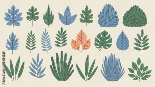 seamless collection of spring leaves