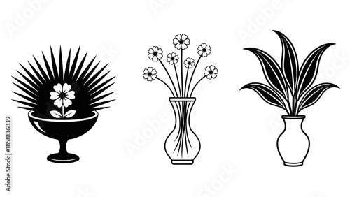 sillhouette vase of flowers