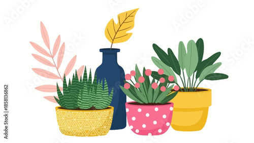 collection flowers in vase