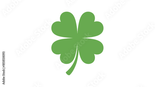 A simple, stylized green four-leaf clover on a white background.