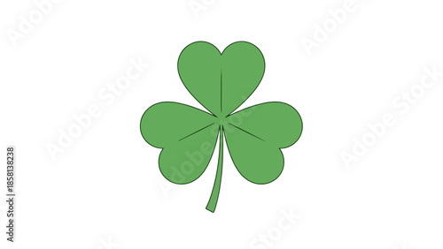 A simple, stylized illustration of a green shamrock with three heart-shaped leaves and a stem, set against a plain white background.