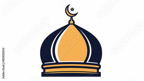 Islamic Mosque Dome with Crescent Moon Symbol