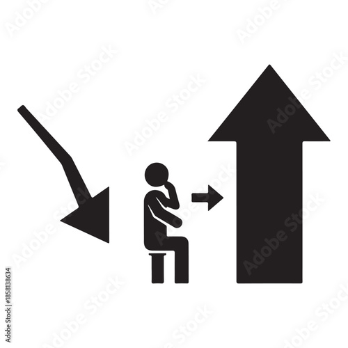 From Failure to Action and Success Concept with Progressive Human Silhouettes