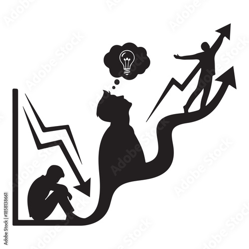 Failure to Success Journey Concept Showing Reflection, Idea, and Comeback