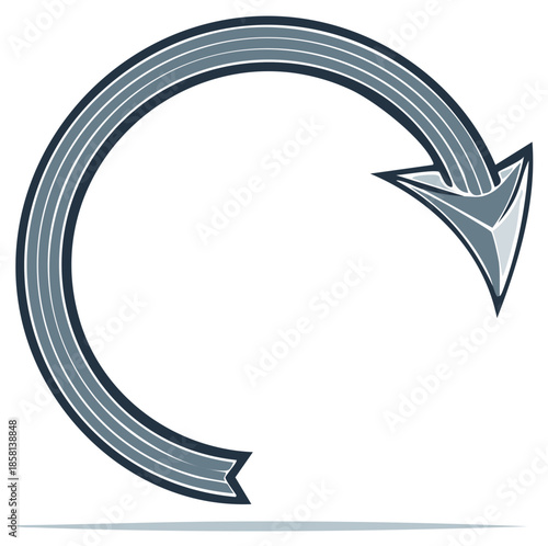 Circular Arrow Icon: Curved arrow pointing clockwise, graphic symbol.