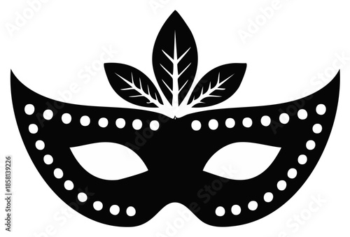 Silhouette of a decorative masquerade mask with leaf-like details
