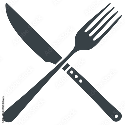 Crossed Knife and Fork Cutlery Silhouette Icon for Food Service Illustration