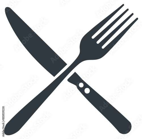 Crossed Knife and Fork Silhouette Symbolizing Dining and Meal Service