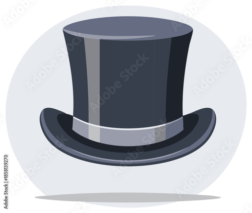 Elegant dark gray top hat with a silver band for formal events and costume parties