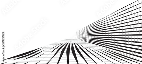 Room, hallway, studio or portal wireframe in perspective. Box grid structure. Mesh in 3D dimension. Engineering, architecting or technical outline scheme. Depth frame. Vector isometric illustration