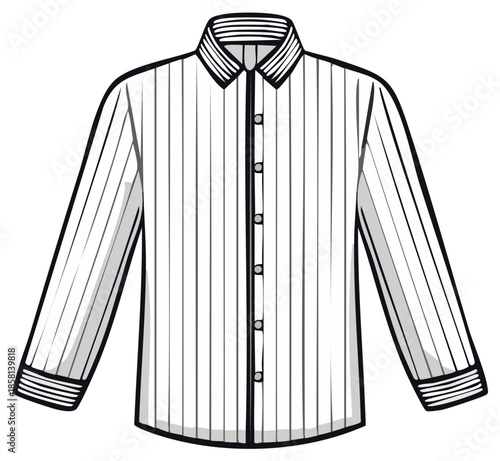 Striped Long Sleeve Button Down Shirt Mockup Fashion Apparel Design Template