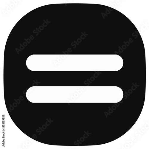 Simple Black Circle with Two White Horizontal Lines Representing Equality or Sameness