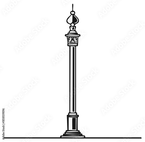 Ornate street lamp with clock face in a classic design