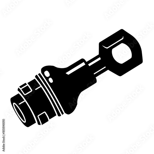 Automotive car ball joint vector illustration in black and white silhouette style for suspension and steering system maintenance.