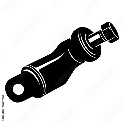 Automotive car ball joint vector illustration in black and white silhouette style for suspension and steering system maintenance.