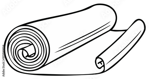 Rolled Fabric Material Outline Drawing for Sewing and Craft Projects