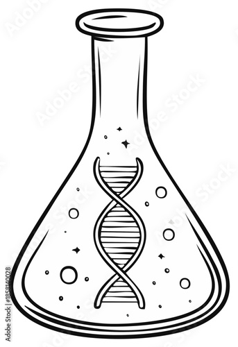 black and white dna in beaker clip art preview
