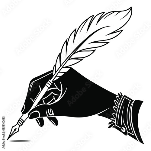 Human Hand Writing With Quill