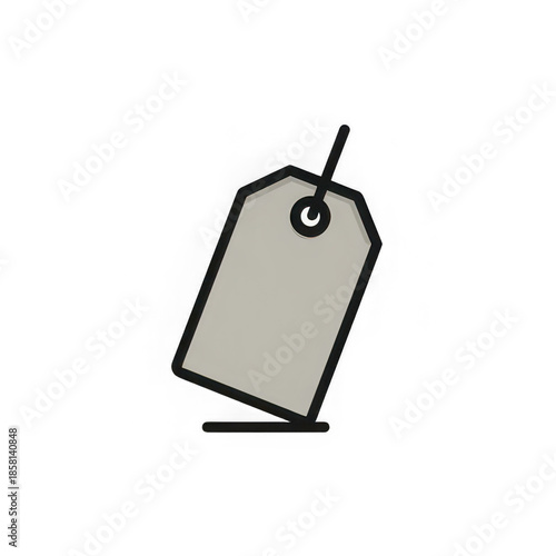 Blank rectangular tag with torn paper edge, isolated on transparent background, featuring black string and eyelet, perfect for labeling or price tag design