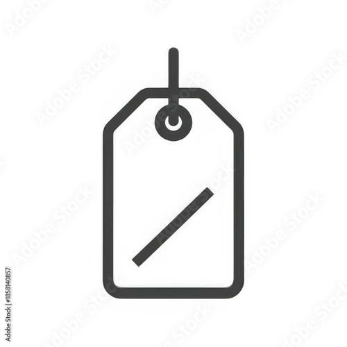 Rectangular tag with torn paper effect, isolated on transparent background, featuring simple outline and hanging hole, perfect for labeling or price tags