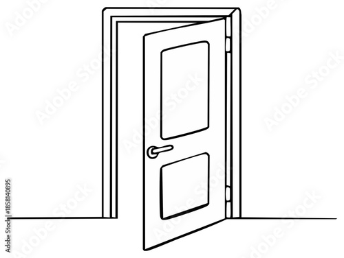 Open Doorway Entrance Concept Line Drawing Minimalist Architectural Detail Interior Design