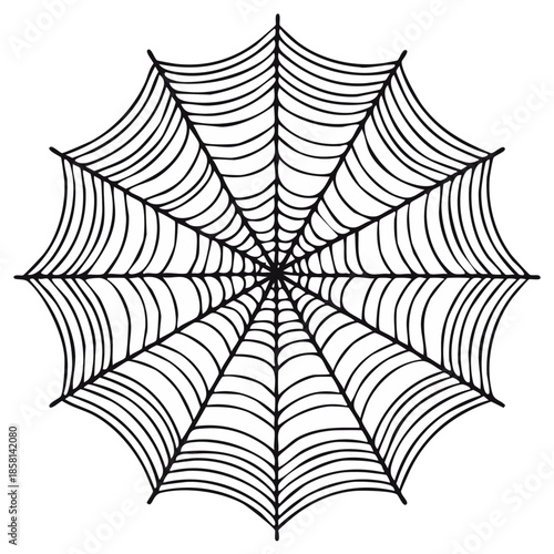 Spiderweb round graphic vector, spooky Halloween web isolated on white