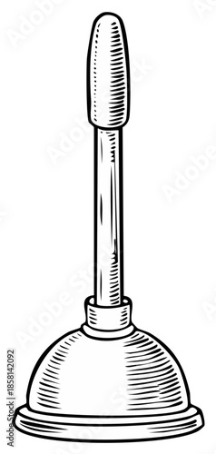 Illustration of a household plunger, graphic design element for plumbing.