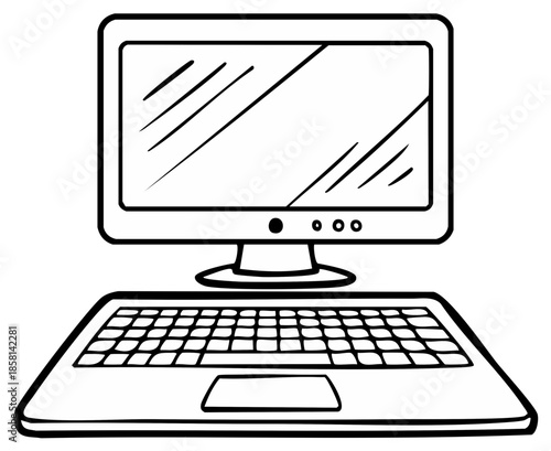 black and white computer and keyboard clip art preview
